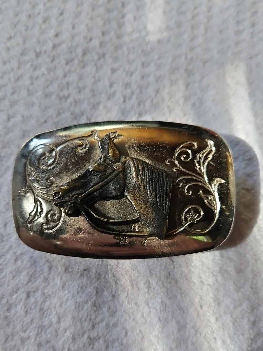 Vintage Horse Head Child's Belt Buckle in Metallic Bronze Tone